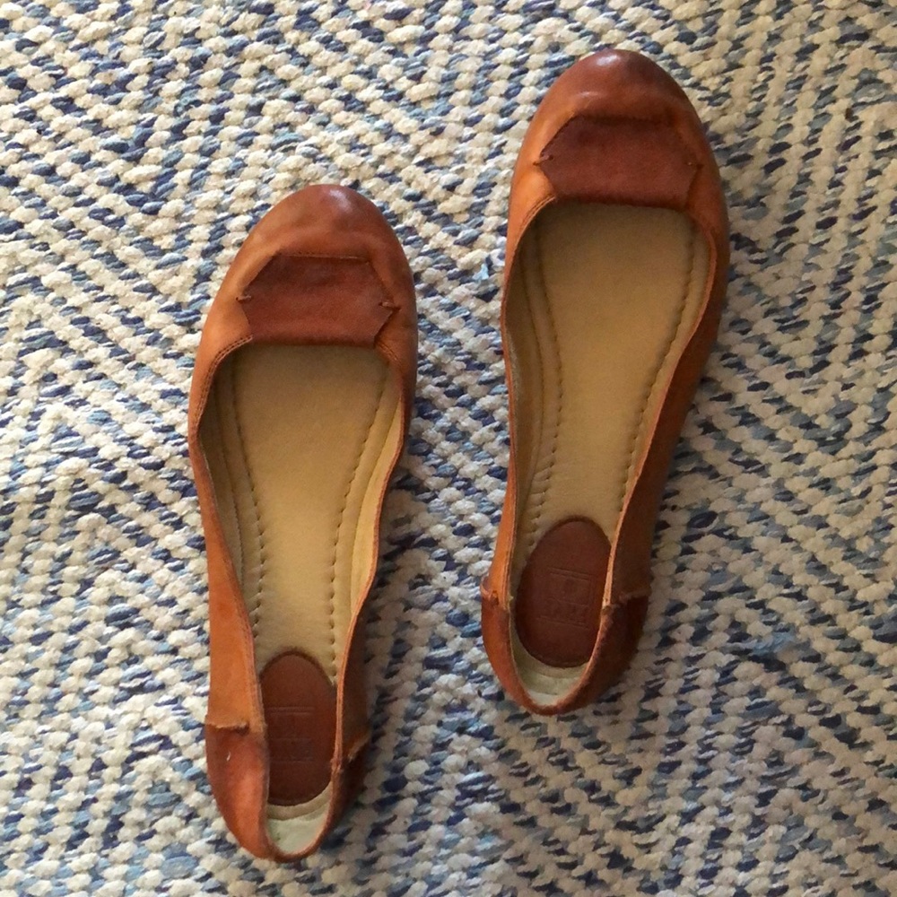 Frye Tan Leather and Suede Flats